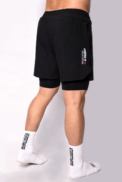 [MT UrbanFit] Black Athletic Shorts #2-in-1