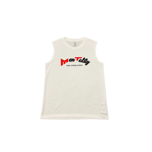 【MT Stay Low Key】MENTALITY design vest top white